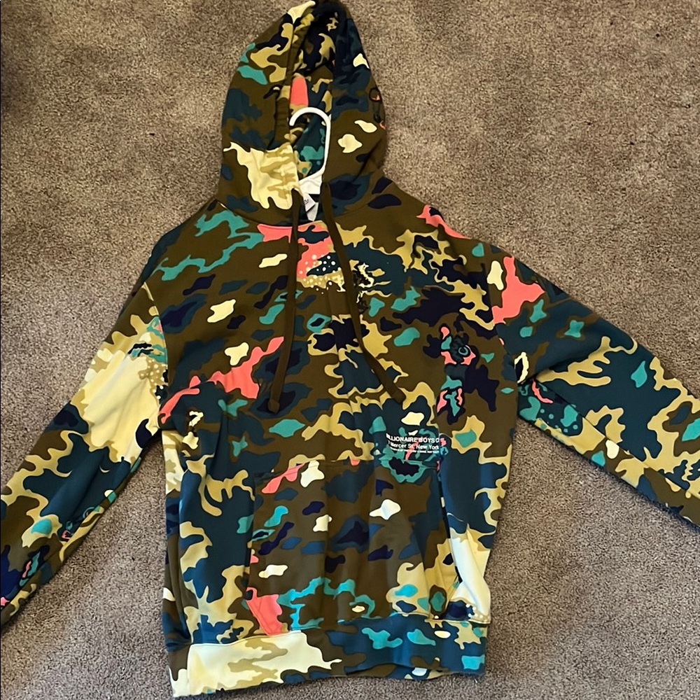 Small billionaire boys camo hoodie never been worn. New without tags